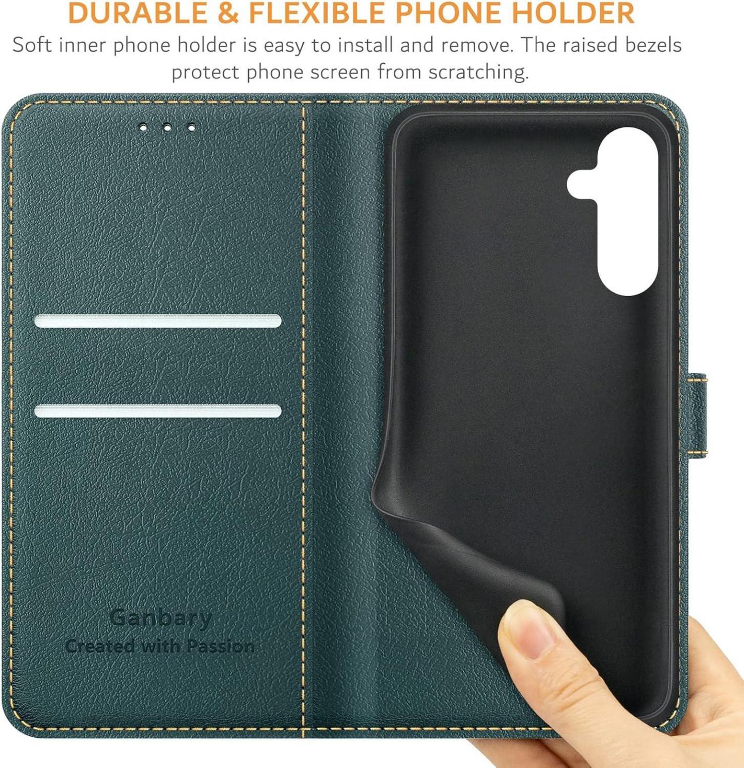 Handyhülle Samsung Galaxy A25 5G Leder Klapphülle Dunkelgrün