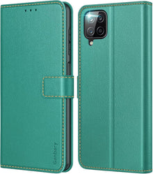 Samsung Galaxy A12 /M12 Handyhülle Leder Klapphülle Blaugrün