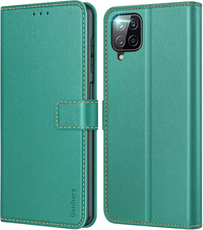 Samsung Galaxy A12 /M12 Handyhülle Leder Klapphülle Blaugrün