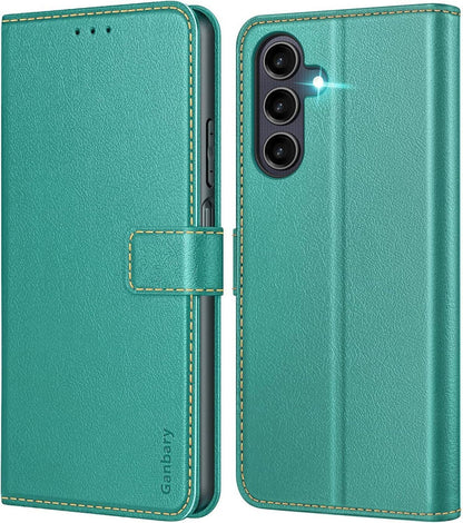 Samsung Galaxy A25 5G Handyhülle Leder Klapphülle Blaugrün