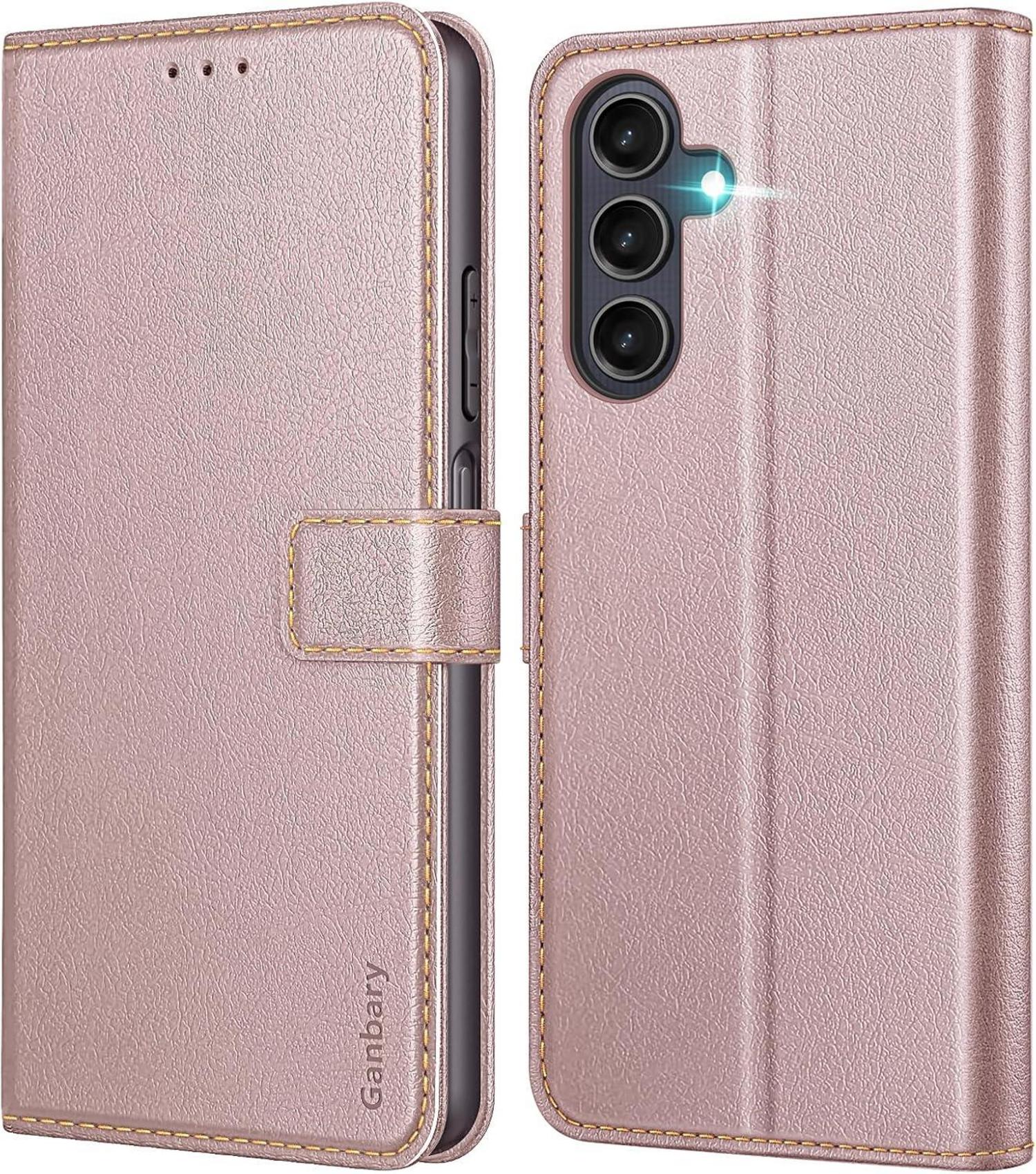 Samsung Galaxy A25 5G Handyhülle Leder Klapphülle Roségold