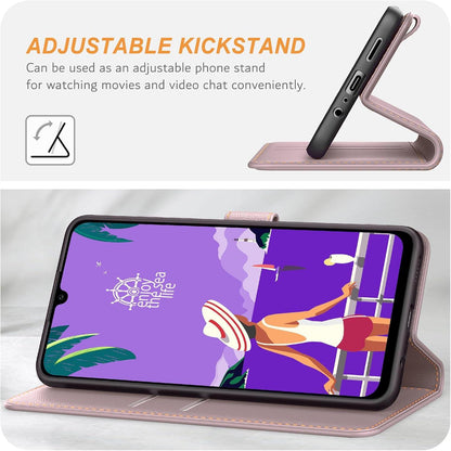 Samsung Galaxy A25 5G Handyhülle - Premium Leder Klapphülle, Kartenschlitze, Magnetverschluss, Standfunktion, Roségold