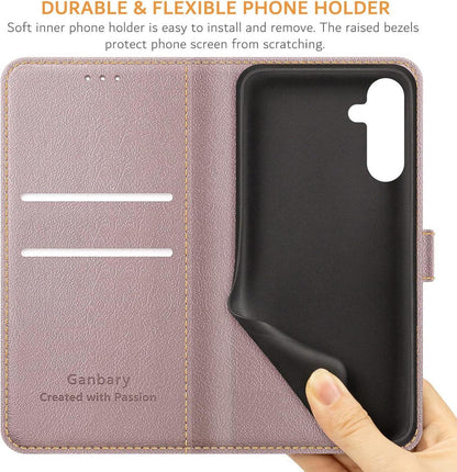 Handyhülle Samsung Galaxy A25 5G Leder Klapphülle Roségold