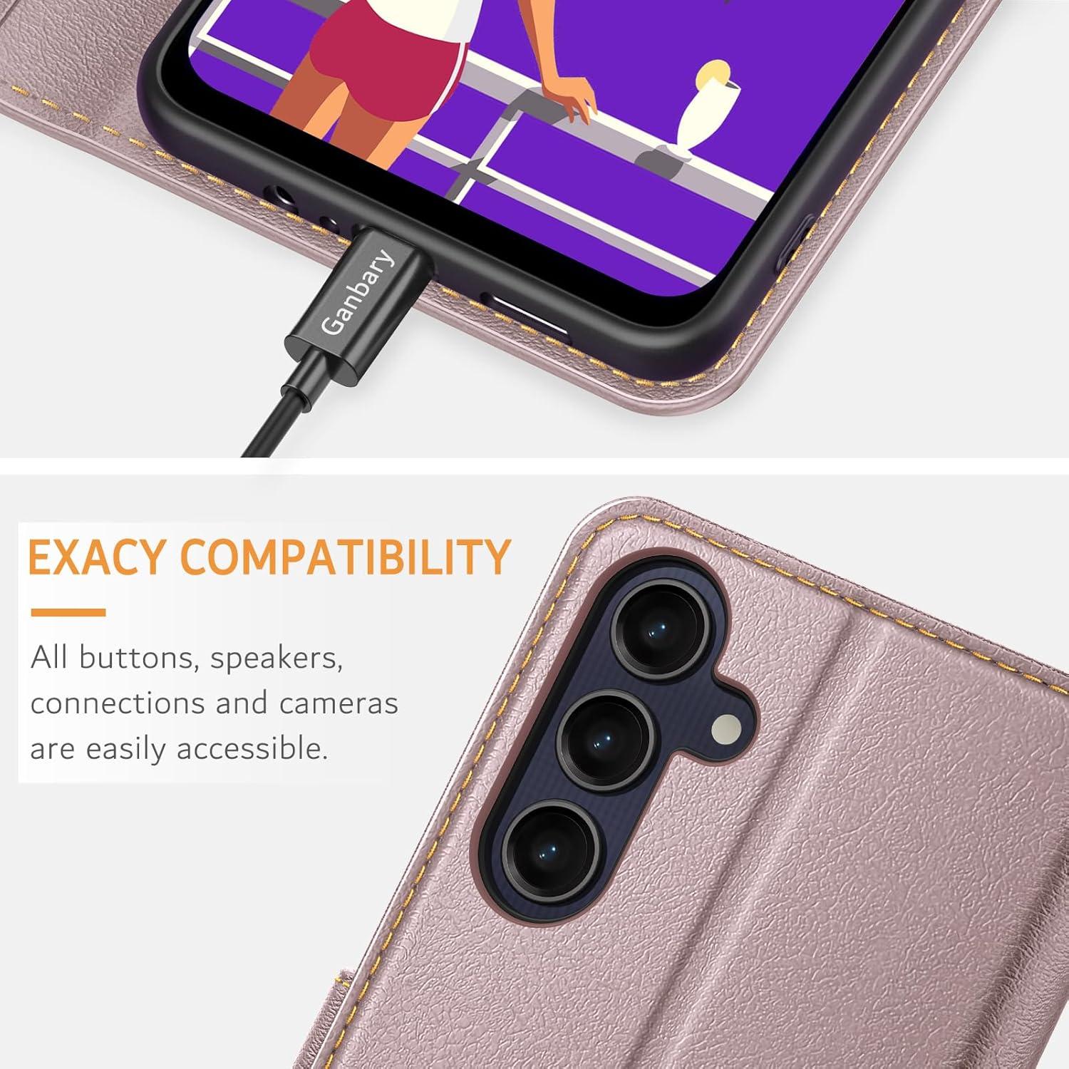 Handyhülle Samsung Galaxy A25 5G Leder Klapphülle Roségold
