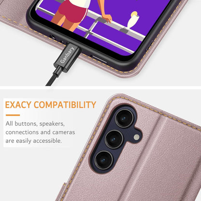 Handyhülle Samsung Galaxy A25 5G Leder Klapphülle Roségold