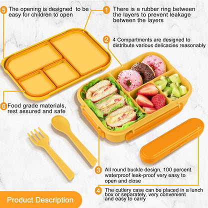 Amathley Brotdose Kinder Bento Lunchbox 1200ml Gelb