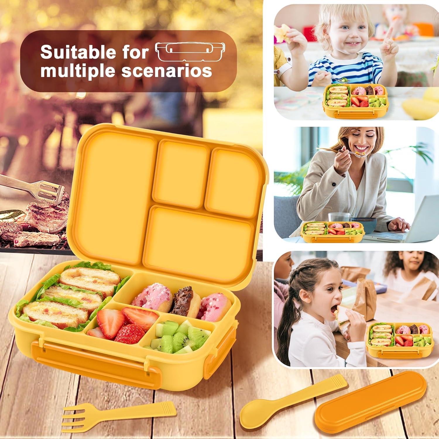 Amathley Brotdose Kinder Bento Box Erwachsene 1200ml Lunchbox Gelb