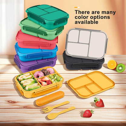 Amathley Brotdose Kinder Bento Box Erwachsene 1200ml Lunchbox Gelb