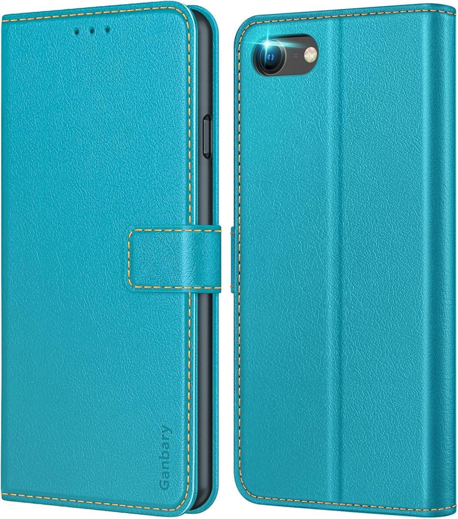 Leder Handyhülle mit Kartenschlitzen und Standfunktion für iPhone SE