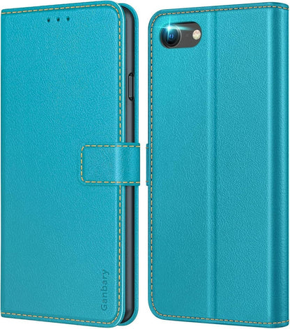 Leder Handyhülle mit Kartenschlitzen und Standfunktion für iPhone SE