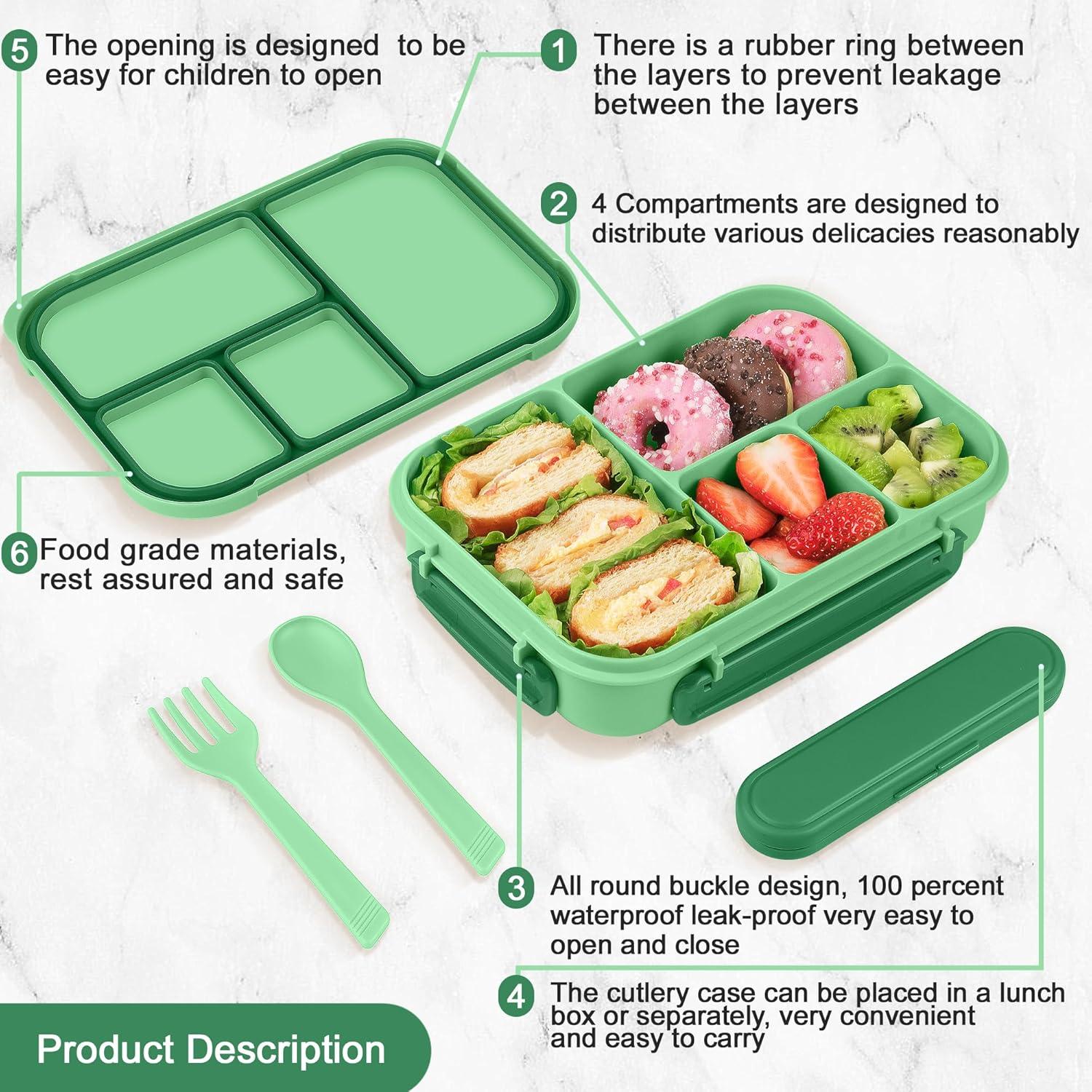 Brotdose Kinder Bentobox Lunchbox mit Besteck 1200ml Cyan