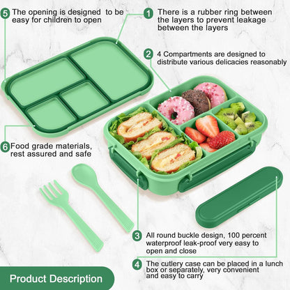 Brotdose Kinder Bentobox Lunchbox mit Besteck 1200ml Cyan