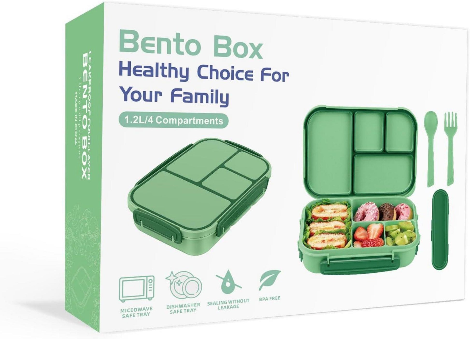 Amathley Brotdose Kinder Bento Box Lunchbox 1200ml Cyan