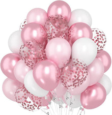 60x Metallische Rosa Weiß Helium Luftballons Geburtstagsdeko