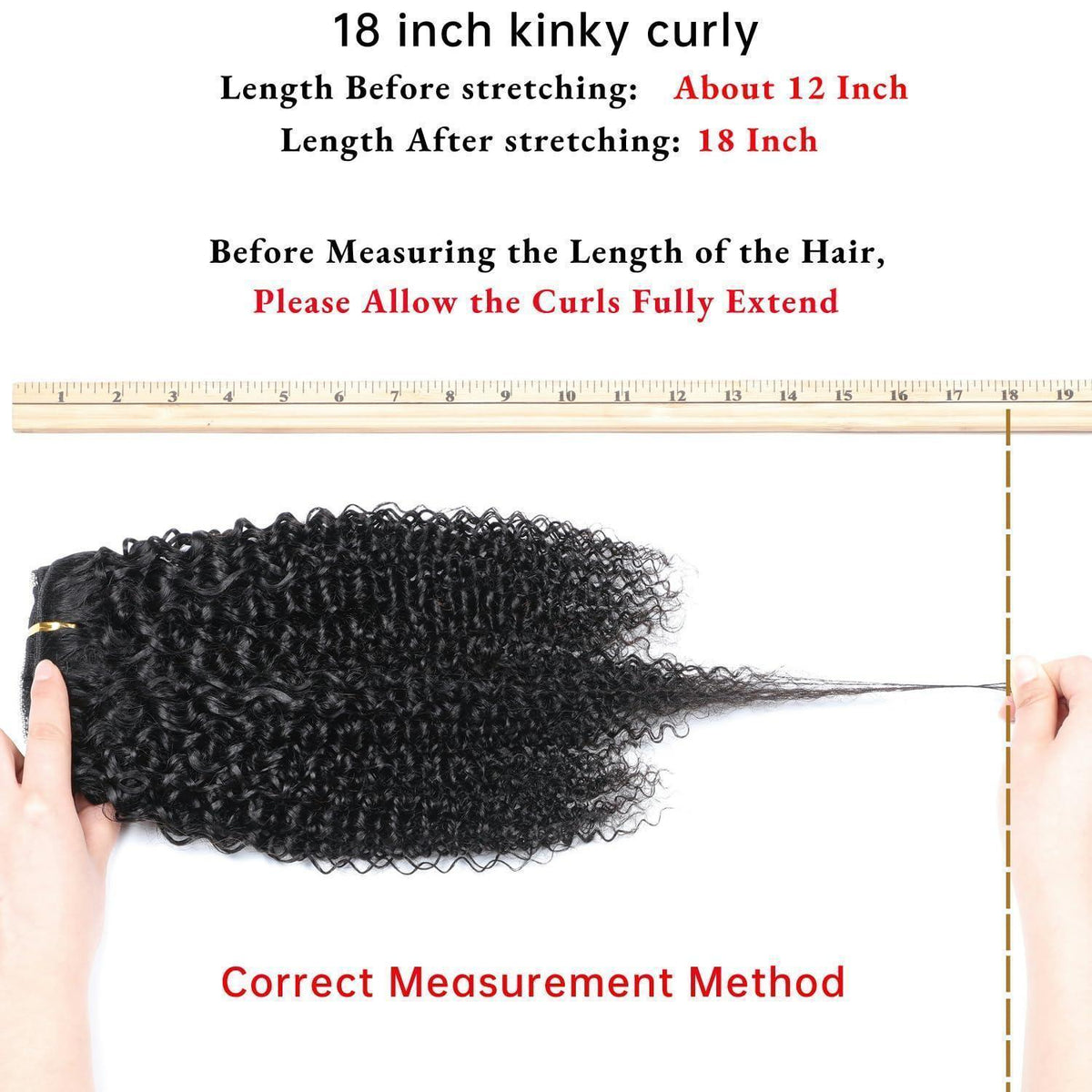 Kinky Curly Haarverlängerung Clip-In, 18 Zoll, Echthaar