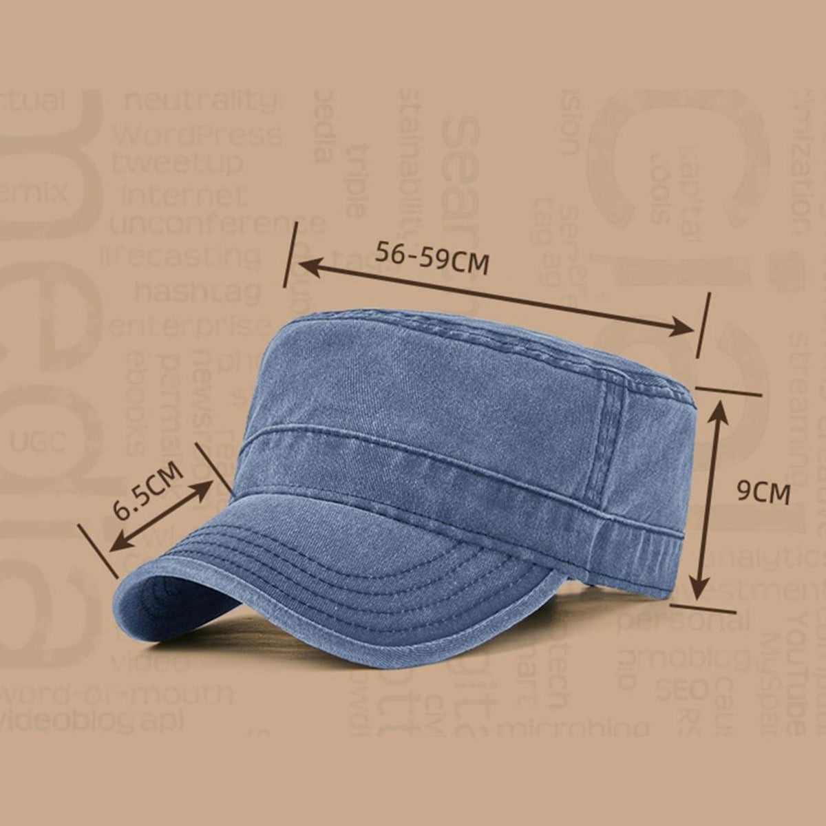Unisex Military Cap Denim Baseball Cap Verstellbar Dunkelblau