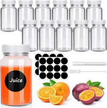 12er Set Mini Glasflaschen mit Deckel und Etiketten - 60ml