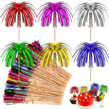 100 Cocktailspieße mit bunten Feuerwerk-Schirmen 15cm