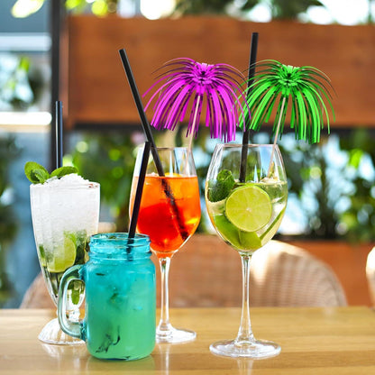 100 Cocktailspieße mit bunten Feuerwerk-Schirmen 15cm