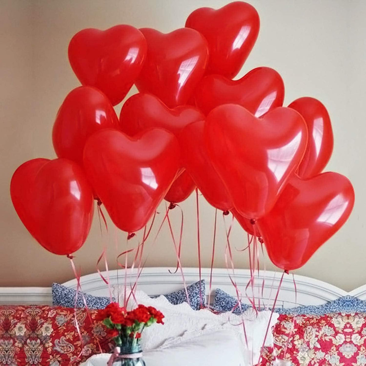 100 Stück Herzluftballons Rot Hochzeit Valentinstag JGA Party Deko