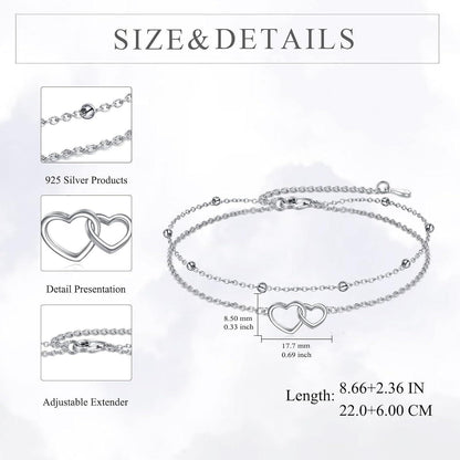 Fußkettchen 925 Sterling Silber mit Blumen & Bösem Auge