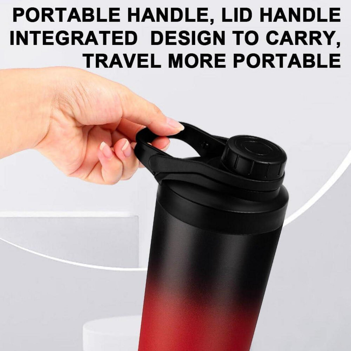 Protein Shaker Schwarz Rot 750ml Edelstahl Vakuum Isoliert BPA-frei