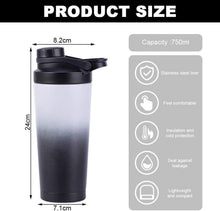 Protein Shaker 750ML Schwarz Grau Edelstahl Isoliert BPA