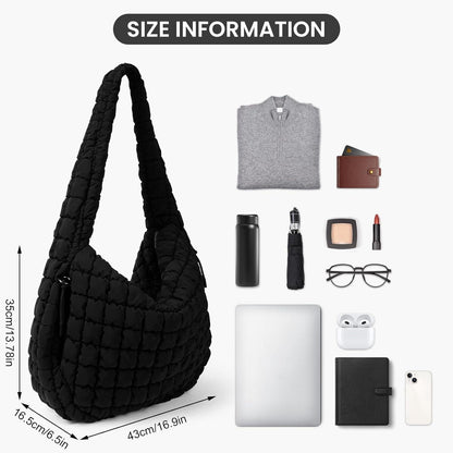 Gesteppte Puffer Tasche Crossbody Bag Damen Groß Baumwolle Hobo Bag