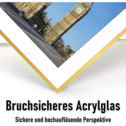 Bilderrahmen Aluminium Gold 50x70 cm Acrylglas Passepartout
