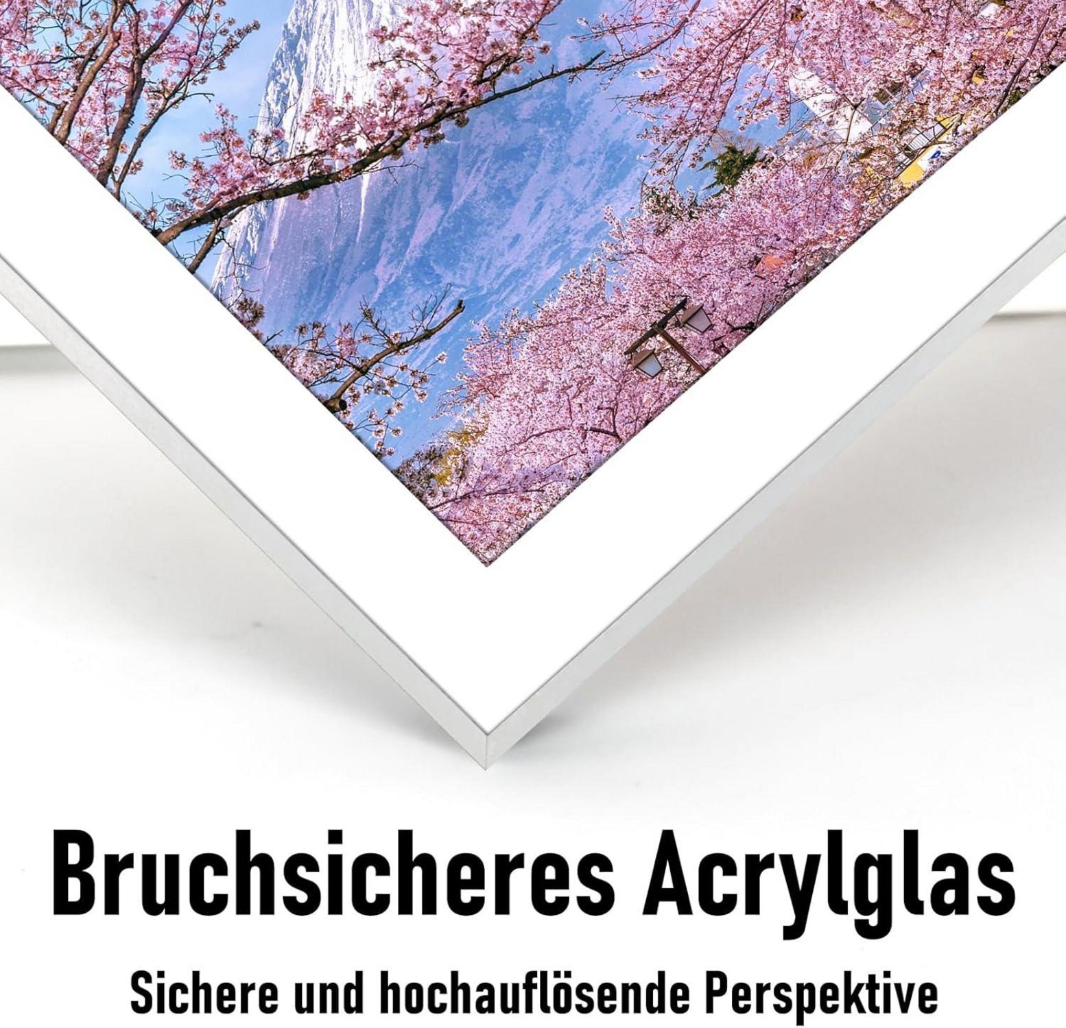 Bilderrahmen Aluminium 40x50 Silber Acrylglas Passepartout