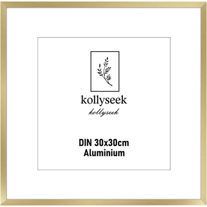 Aluminium Bilderrahmen 30x30 cm Gold Acrylglas Passepartout