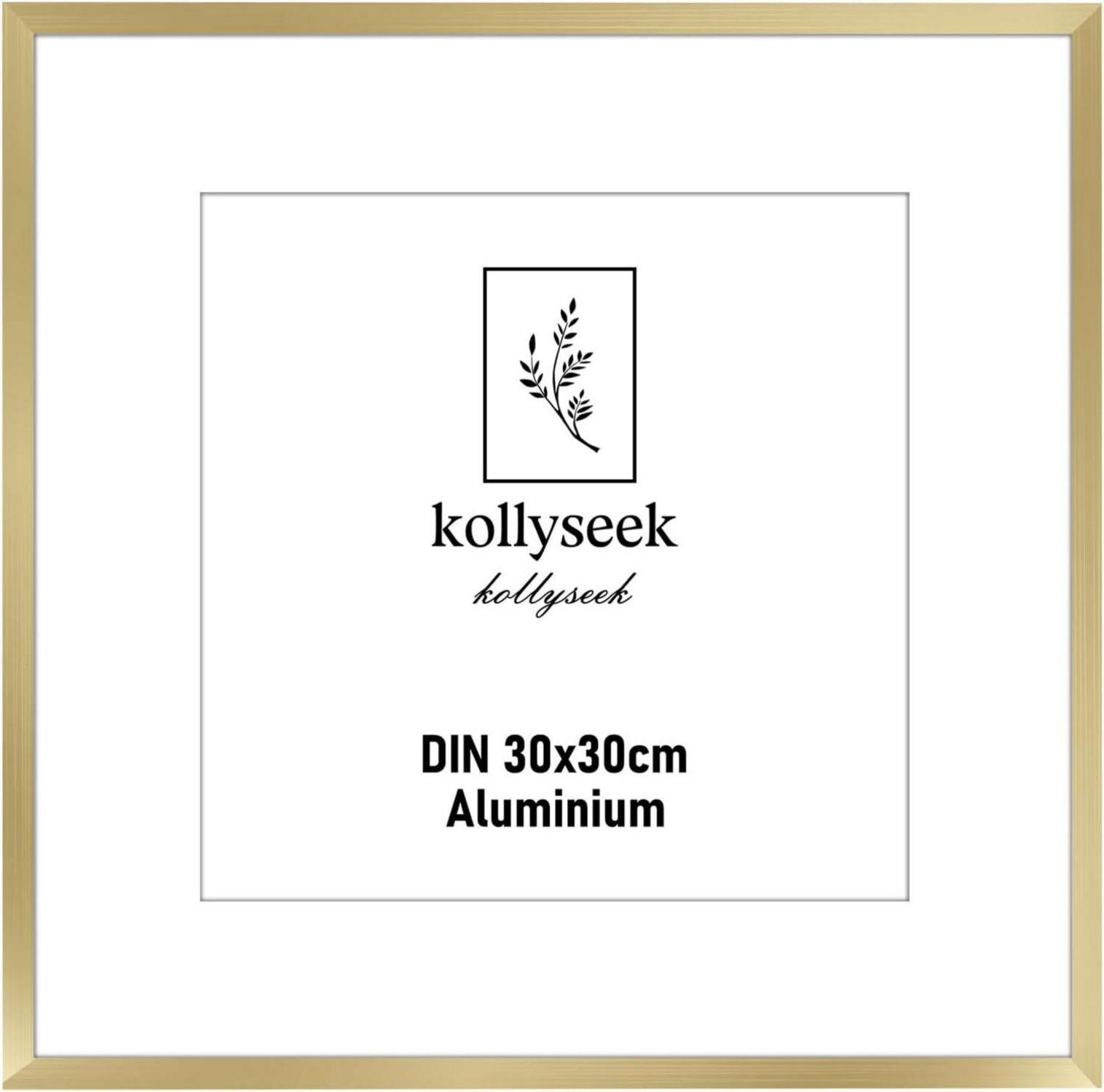 Bilderrahmen Aluminium Gold Metall Acrylglas Fotorahmen 30x30cm