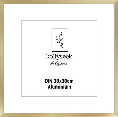Bilderrahmen Aluminium Gold Metall Acrylglas Fotorahmen 30x30cm