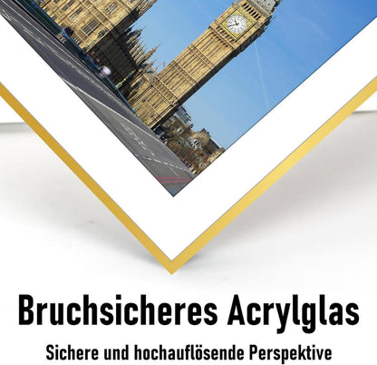 Aluminium Bilderrahmen 30x30 cm Gold Acrylglas Passepartout