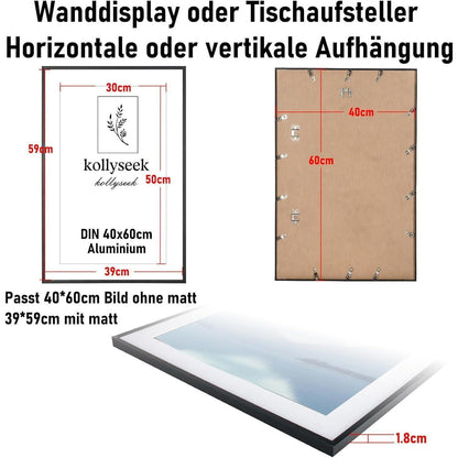 Kollyseek Bilderrahmen Aluminium 40x60cm Schwarz Acrylglas