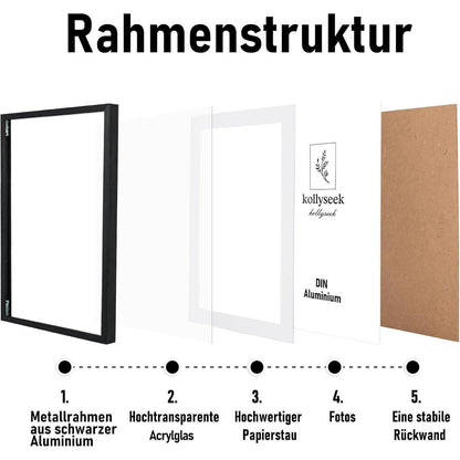 Kollyseek Bilderrahmen Aluminium 40x60cm Schwarz Acrylglas