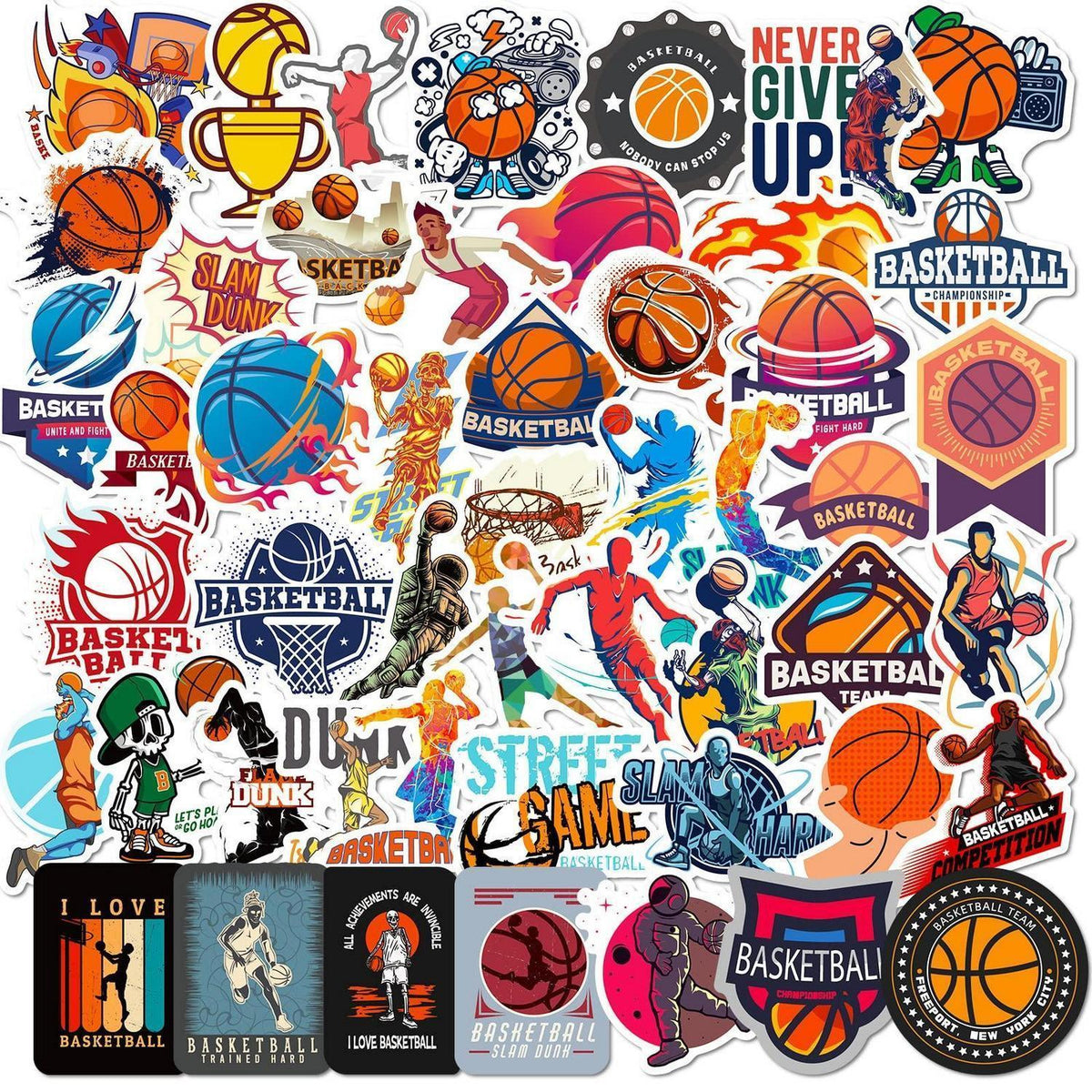 Basketball Aufkleber Set – 50 Niedliche Sticker für Auto & Laptop