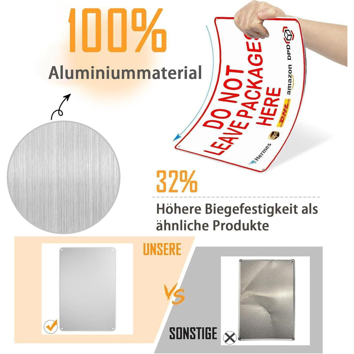 Wanddeko "Keine Pakete hier abstellen" Aluminium 20x30cm