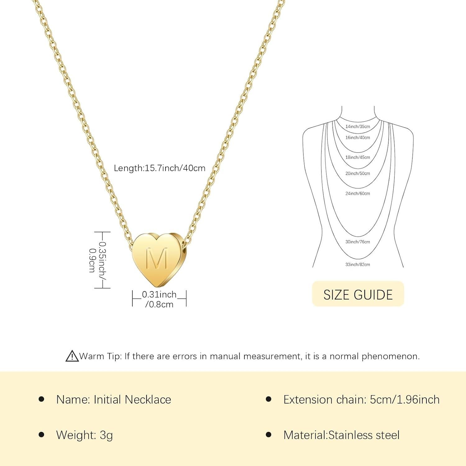 Symretie 14K Gold Vergoldete Damen Halskette mit Buchstabe M initiale