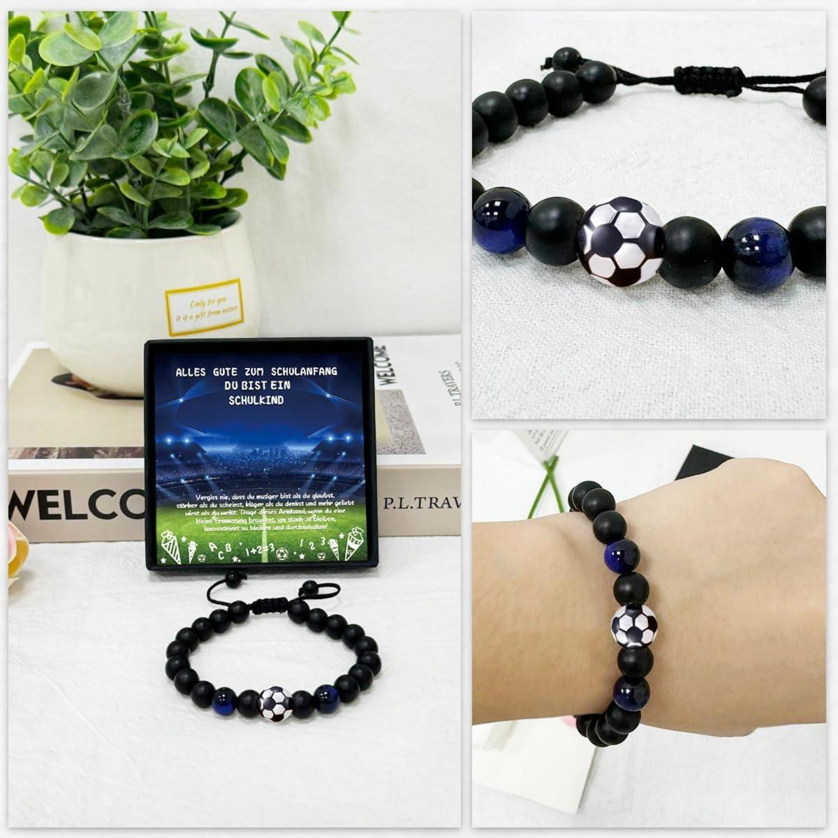 Schultüte Einschulungsgeschenke Fußball Armband Karte Geschenkbox