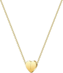 Symretie Gold Initial Herz Anhänger Kette 14K Vergoldet Halskette