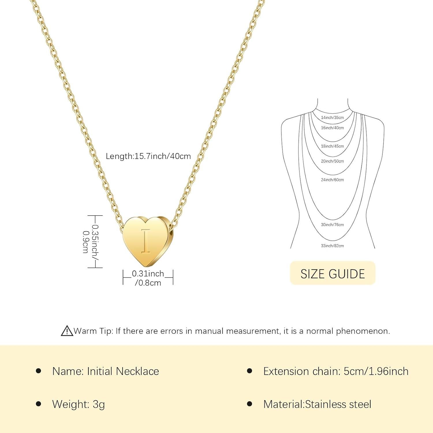 Symretie Goldkette mit Buchstaben | 14K Vergoldet Initial Herz Anhänger | Damen Mädchen