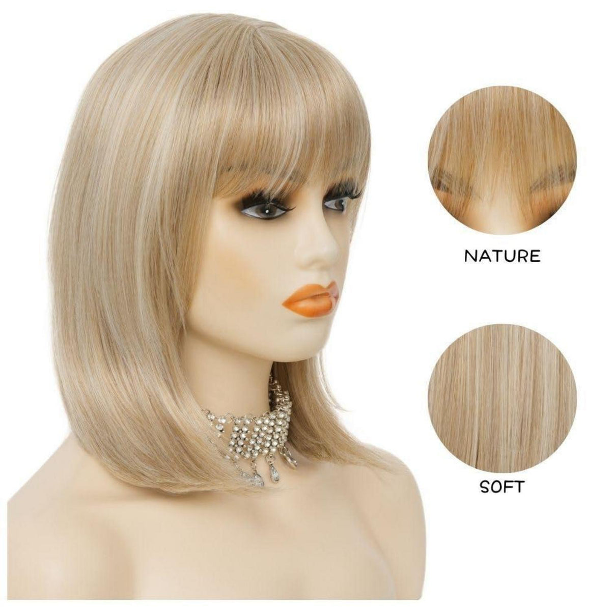 Blonder Bob mit Pony – Hitzebeständige Perücke für Damen