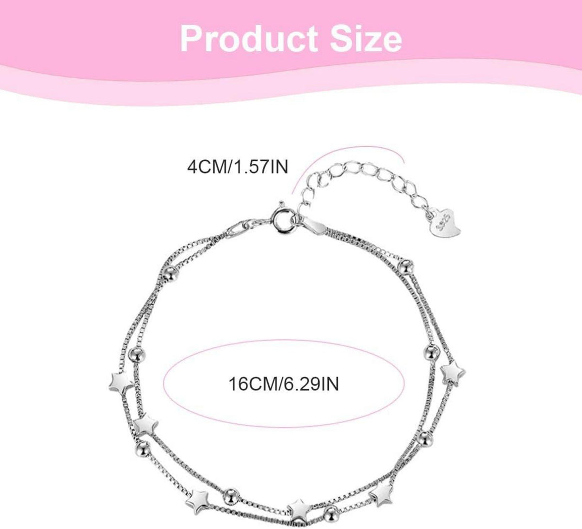 Silbernes Armband für Frauen Sterling Perlen Stern 925