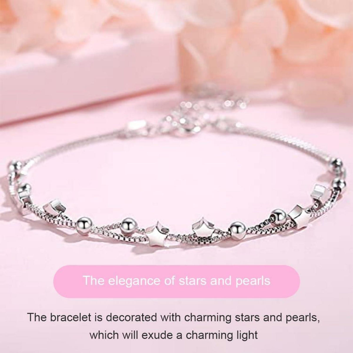 Silbernes Armband mit Stern und Perle 925 Silber Geschenk