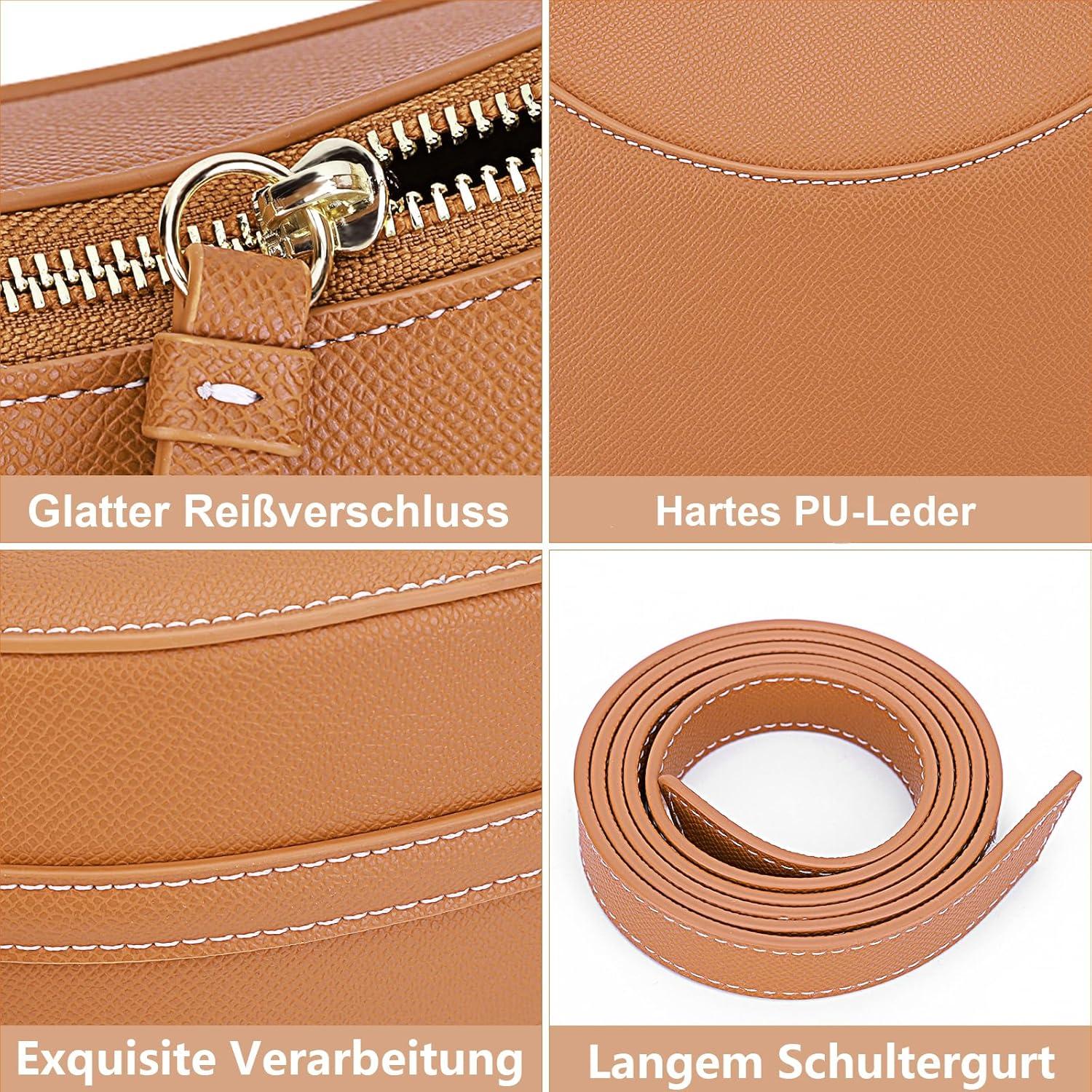 Damen PU Leder Half Moon Umhängetasche Einfarbig Beuteltasche