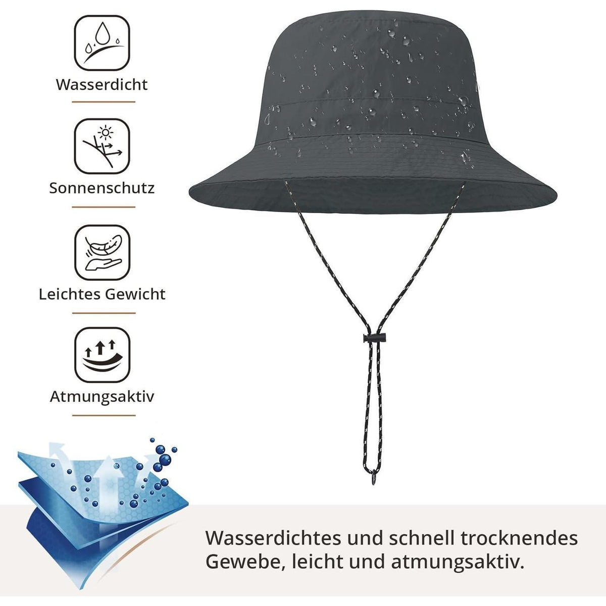 Wasserdichter Fischerhut Damen Herren – Rosa Outdoorhut