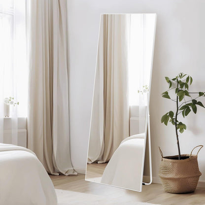 Standspiegel Weiß 165x51 cm – Gehärtetes Glas, PVC-Rahmen
