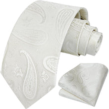 Herren Krawatte & Einstecktuch Set Paisley Beige
