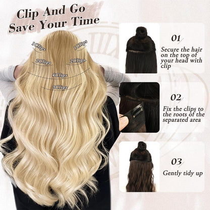 Blonde Clip Haarverlängerung 6-teilig 50cm Beach Wave